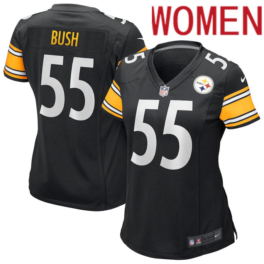 Women Pittsburgh Steelers #55 Devin Bush Black Nike Game NFL Jersey